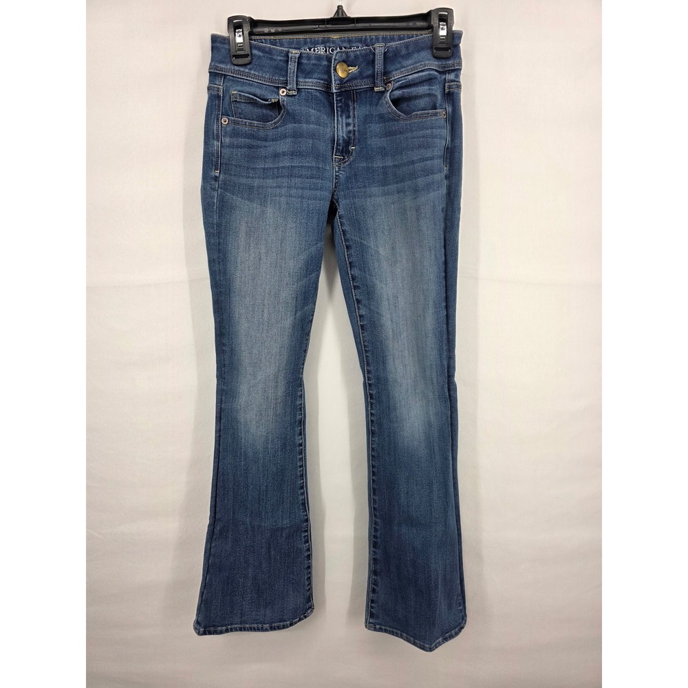 American Eagle Kick Boot Jeans Medium Wash Blue Denim Women 0 Short 2950